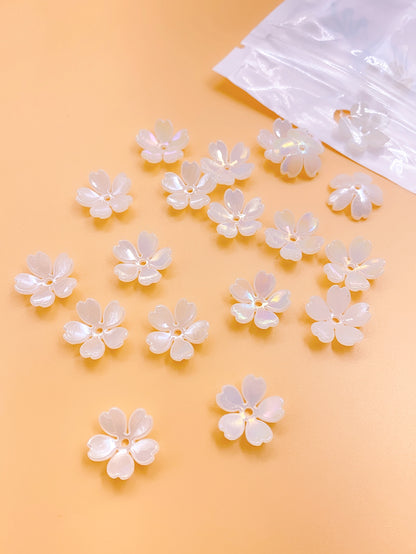 New bright color Love five-petal flower ABS imitation pearl straight hole handmade beaded diy hair accessories accessories pearl