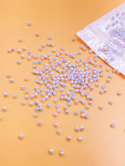 ABS Straight hole multicoloured gradual color imitation pearl loose beads diy handmade accessories decorated with high light Macaron color straight hole beading material