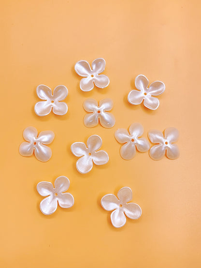 New abs straight hole imitation Pearl four petal flower handmade beaded diy flower bouquet petal accessory pearl