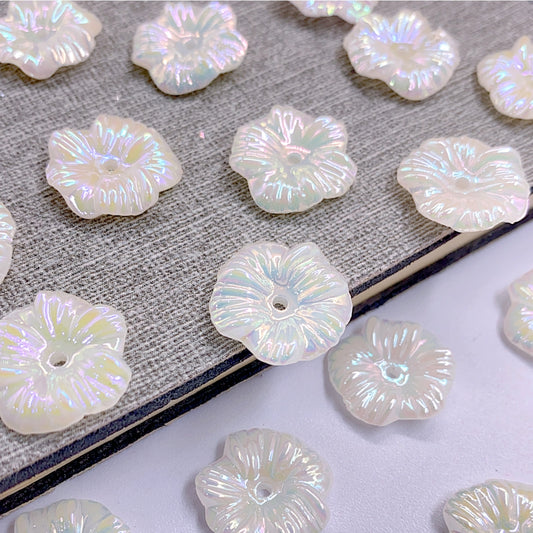 ABS imitation pearl Flat bottom wrinkle Patch hair clip mobile phone case decoration handmade diy material hair accessories