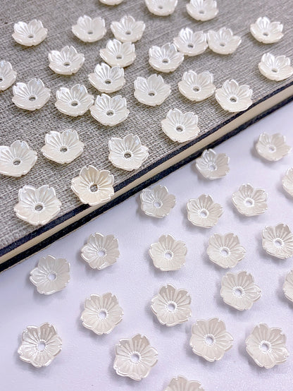 New abs straight hole pearl mini three-petal flower accessories diy handmade beading