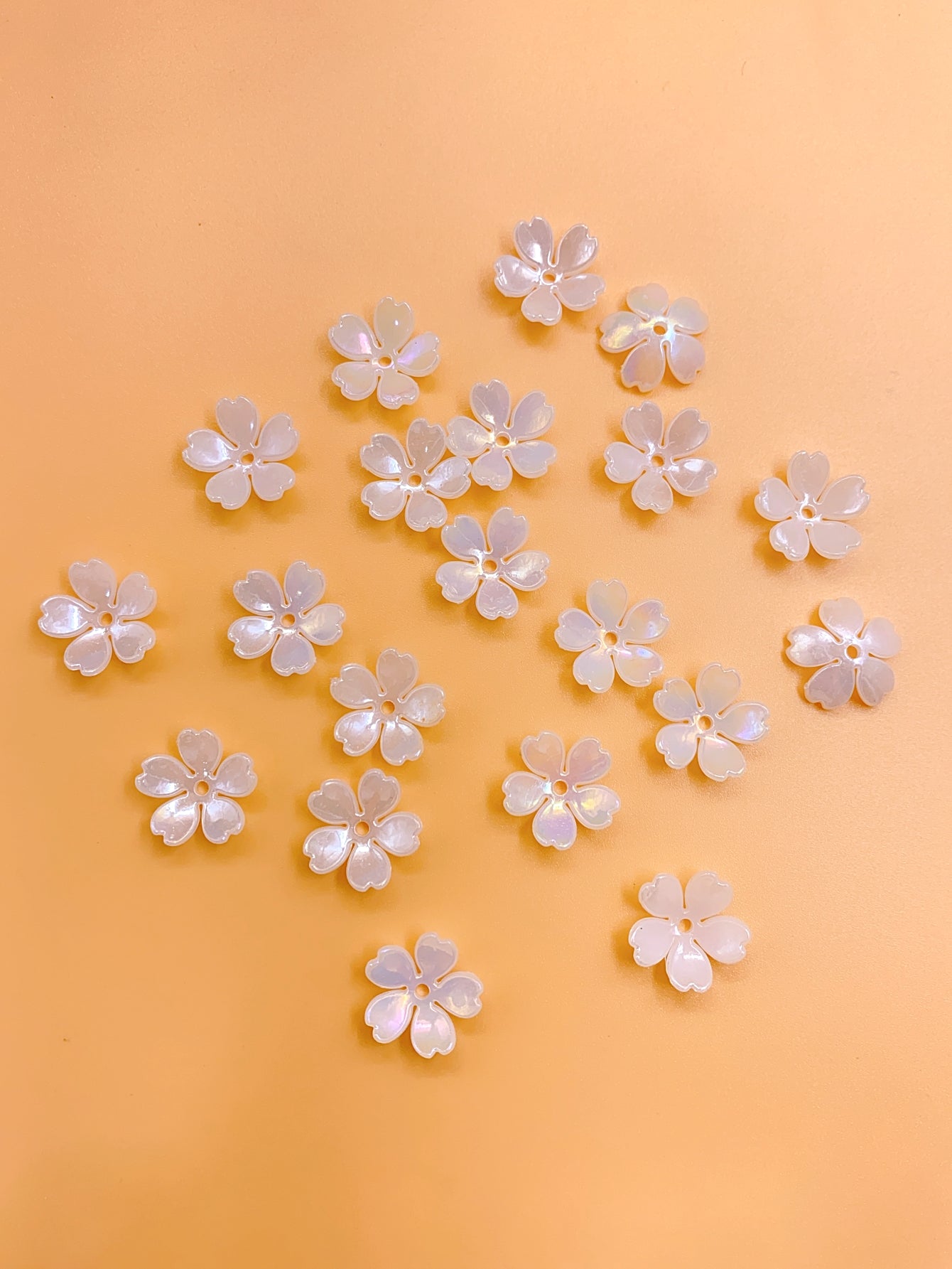 New bright color Love five-petal flower ABS imitation pearl straight hole handmade beaded diy hair accessories accessories pearl