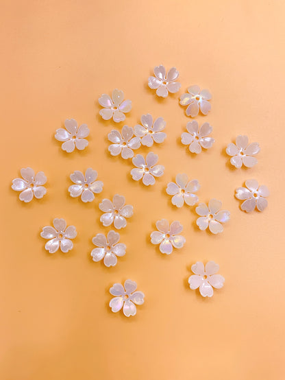 New bright color Love five-petal flower ABS imitation pearl straight hole handmade beaded diy hair accessories accessories pearl