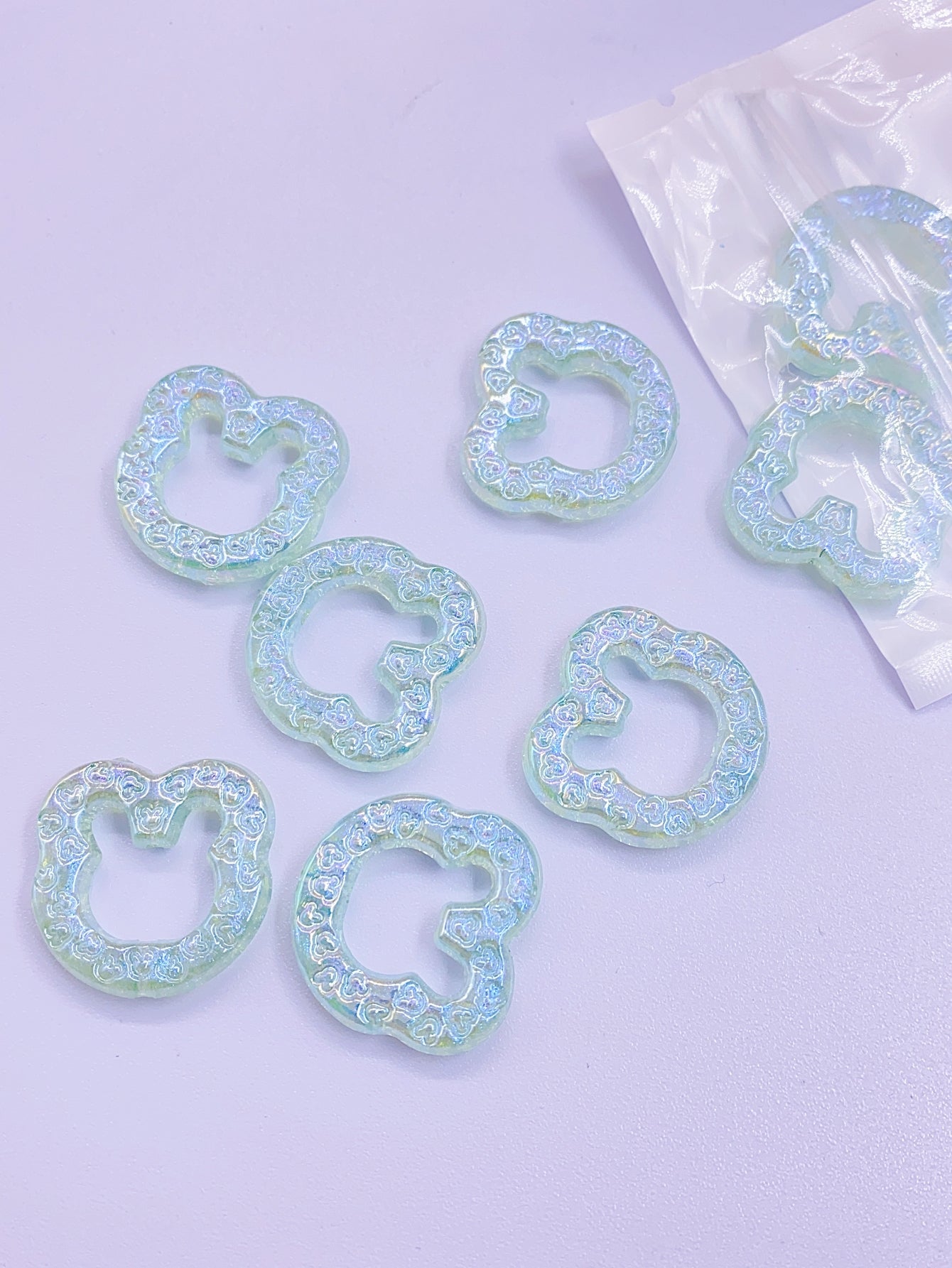 New high-end mermaid star color bear head straight hole cartoon cute diy jewelry accessory beads