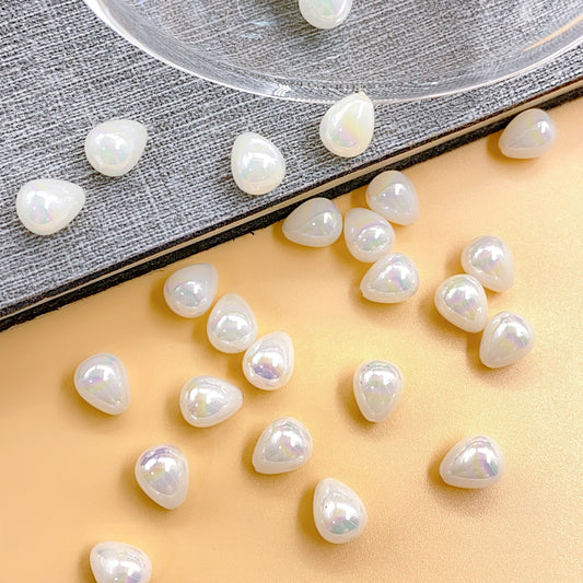 ABS imitation Pearl Bright color Straight Hole Water drop beaded bracelet necklace accessory beads