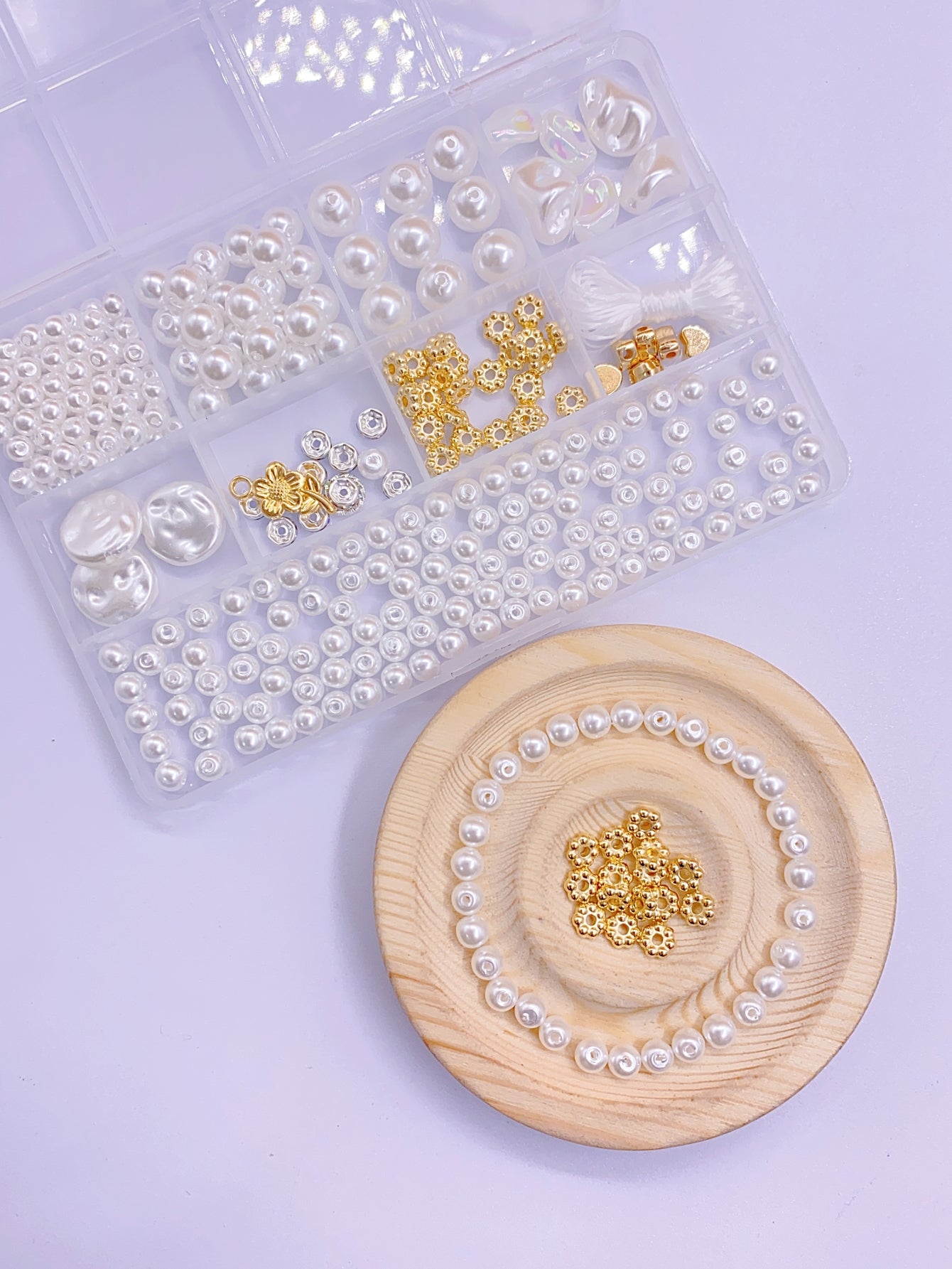 ABS imitation pearl straight hole irregular multi-mixed colorful pearl diy jewelry accessories pearl material box