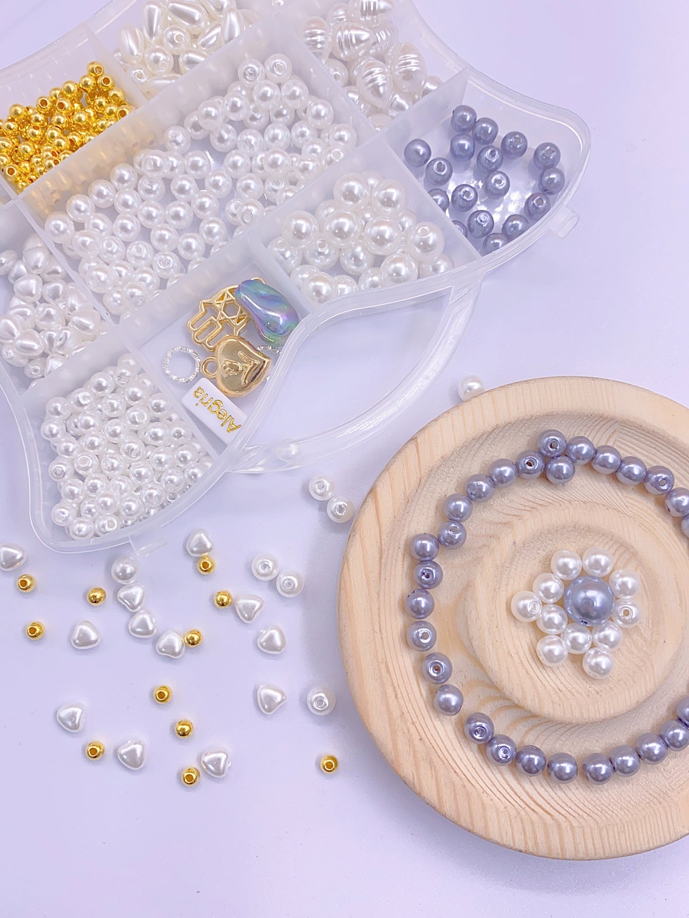 ABS imitation pearl straight hole irregular multi-mixed colorful pearl diy jewelry accessories pearl material box