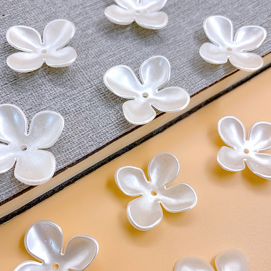 New abs straight hole imitation Pearl four petal flower handmade beaded diy flower bouquet petal accessory pearl