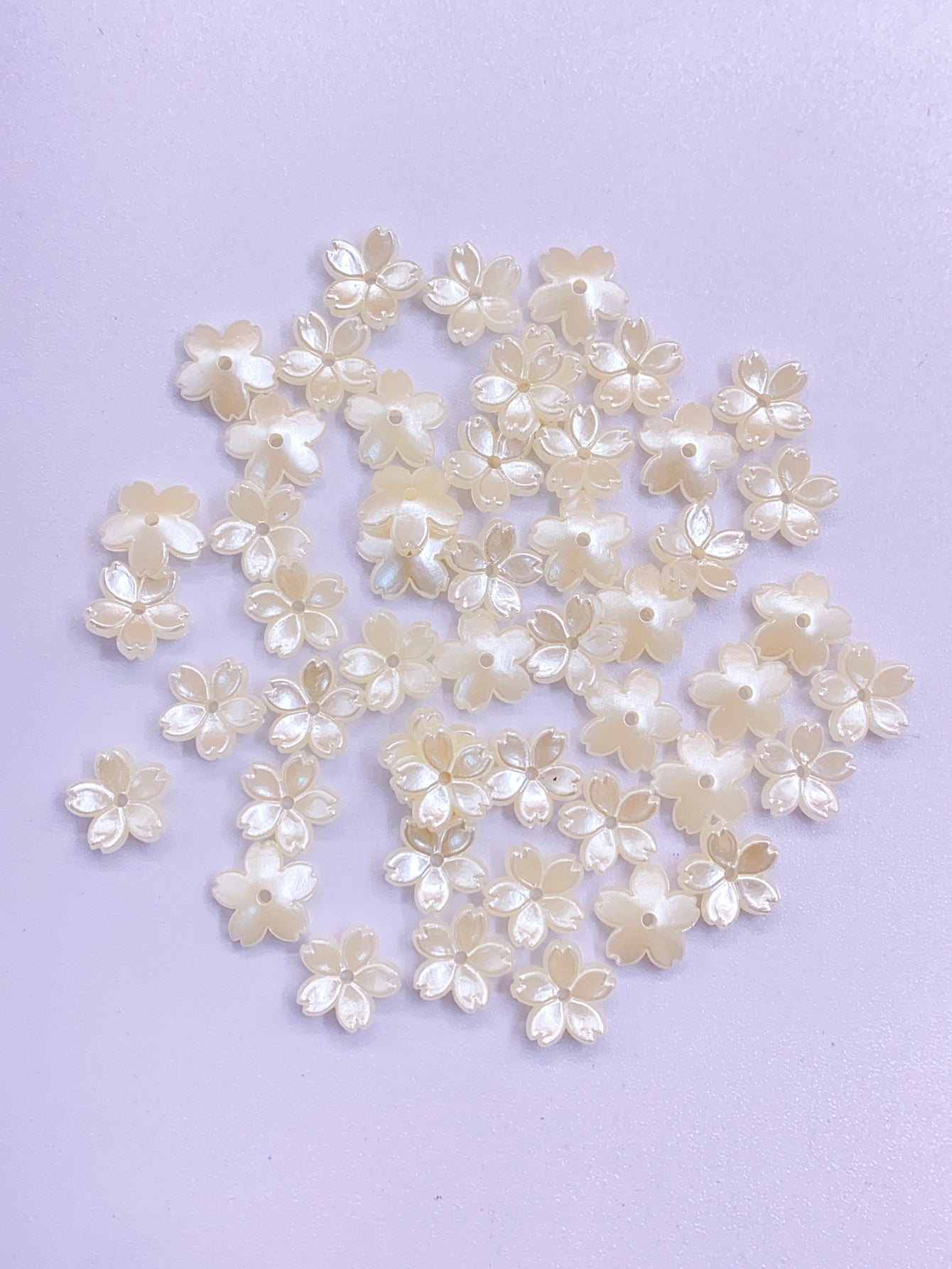 New exquisite small five-petal flower straight hole pearl diy jewelry hair pearl flat patch pearl