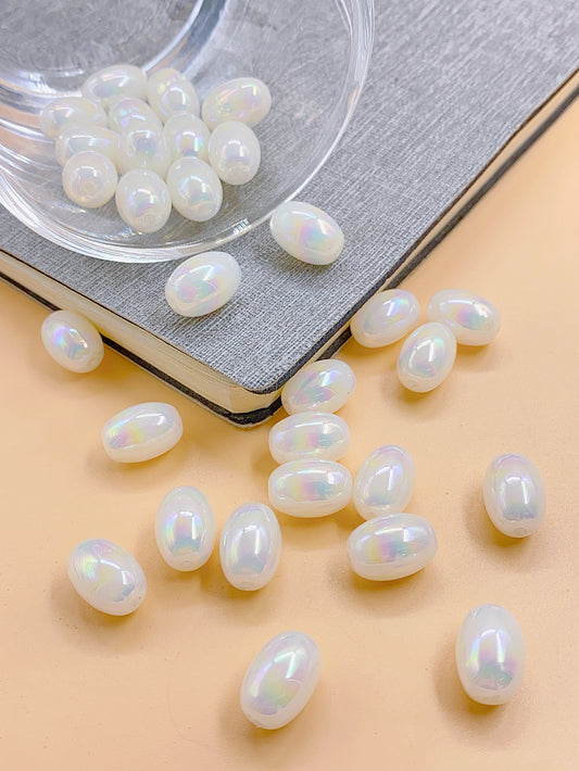 abs imitation pearl bright color oval straight hole pearl diy necklace bracelet clothing accessories beaded materials